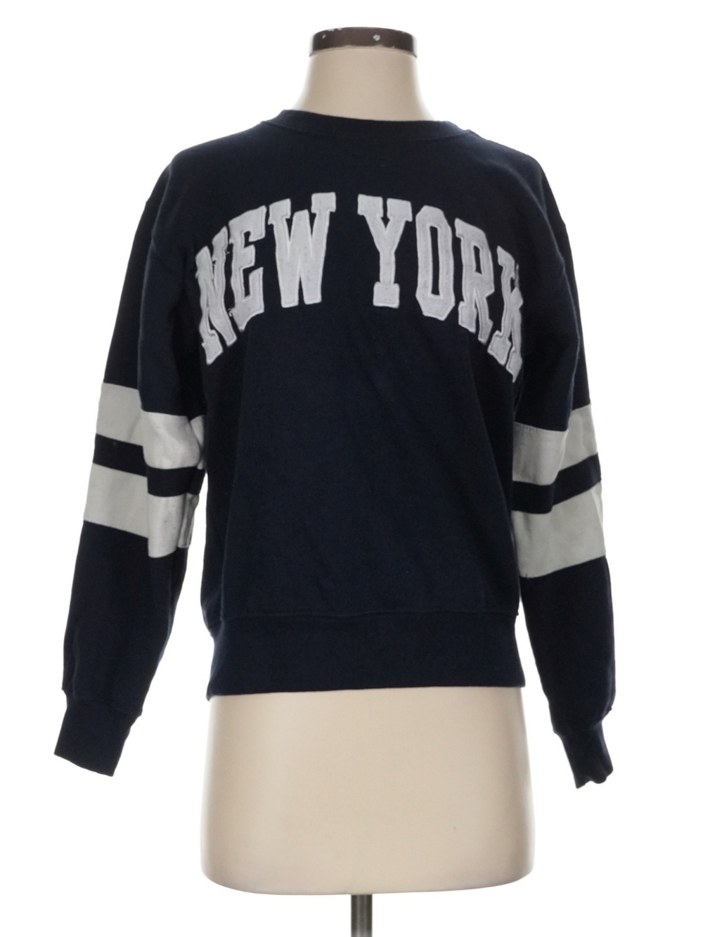 New York Navy and White Crewneck Sweater